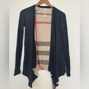 Burberry Black Cardigan with Striped Interior 100% MODAL